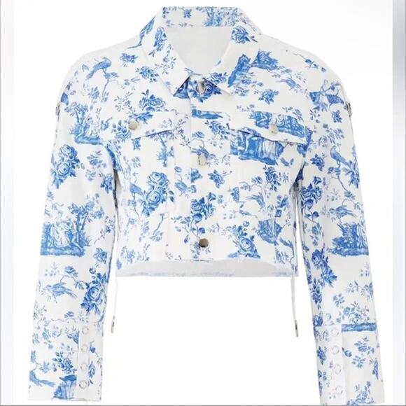 For Love And Lemons Jackets & Blazers - FOR LOVE AND LEMONS - Delphine Cropped Denim Jacket